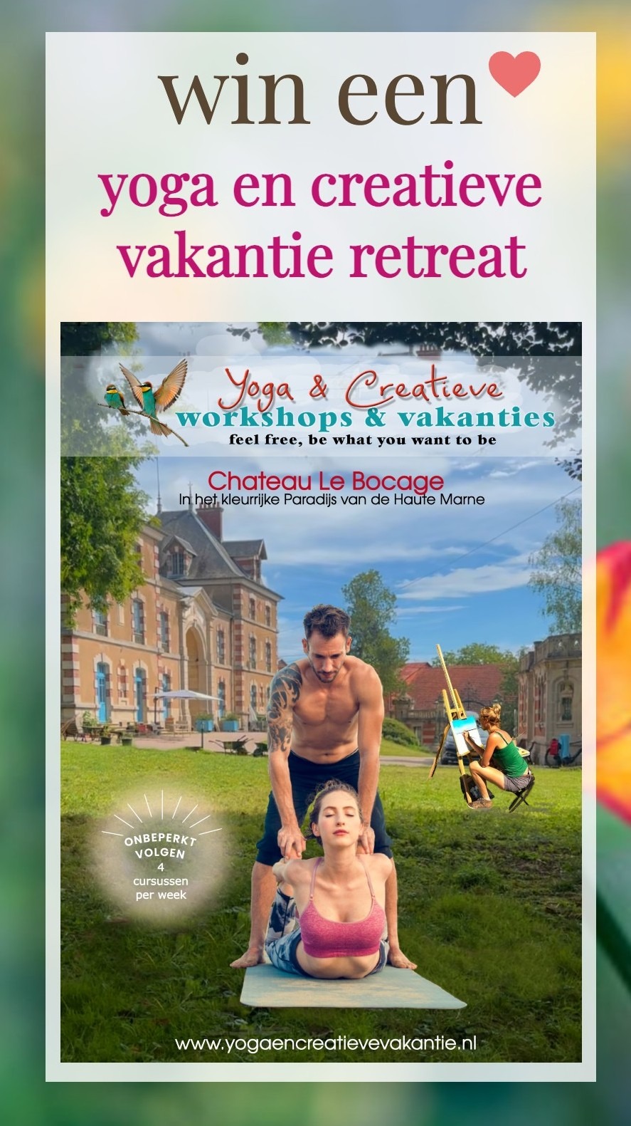 win een yoga en creatieve vakantie Frankrijk retreat